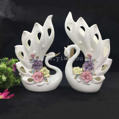 Hot style swan decoration creative fashion gifts white porcelain applique