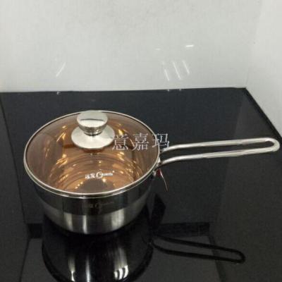 Far milk pot stainless steel double bottom small saucepan cooking pan pan universal electromagnetic oven