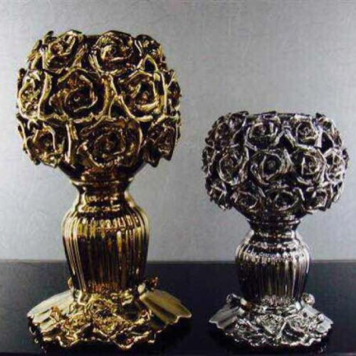 ceramic electroplating decorative flower vase exquisite candle holder golden and silver three sizes