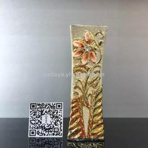 electroplated boutique ceramic vase craft flower shell square affordable