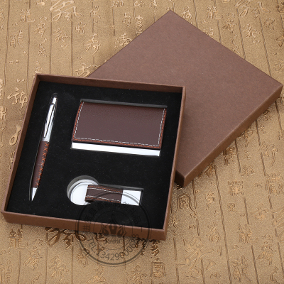 Factory direct sale business office key card box with wrapping ball-point pen gift set