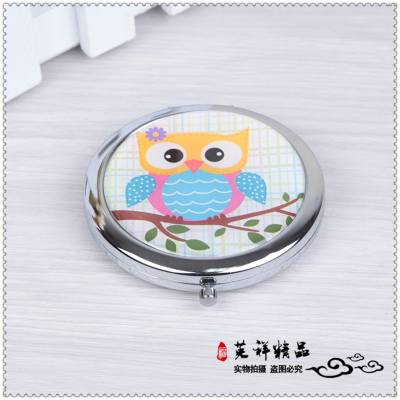 Korean Creative Cute Cartoon Foldable and Portable Portable Stainless Steel Mirror Makeup Mirror Double-Sided Mirror
