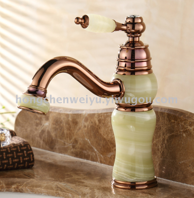 Manufacturer direct copper gold bathroom counter basin basin basin hot water faucet jade faucet