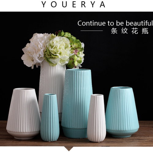 European-Style Floral American-Style Ceramic Vase for Living Room Dining Table Blue and White Fresh Ceramic Vase for Draining Water South Korea