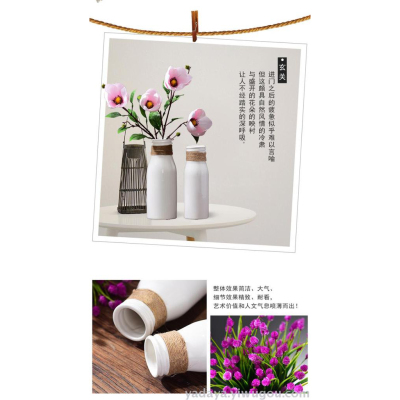 Simple modern ceramic flower vase ornaments Korean white linen