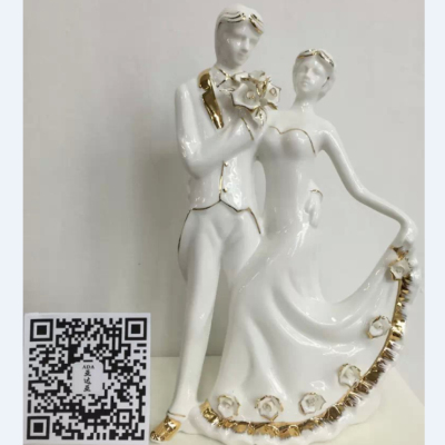 Fashion lovers Home Furnishing ceramic white porcelain gold wedding dress skirt wedding gift flower ornaments