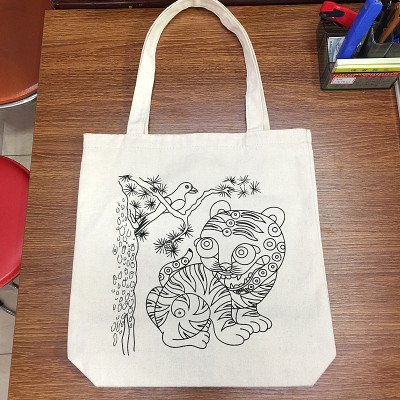 Coloring Cartoon Children's Environmental Protection DIY Cotton Cloth Canvas Reticule Shopping Bag Buggy Bag