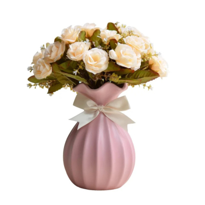 Simple porcelain porcelain vase candy color matte bow fresh and Simple fashion