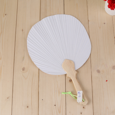 Japanese white fan pure white group fan double-sided painting painting white circle fan classical palace fan