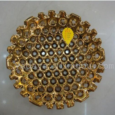 Ceramic plate hollow electroplating gold and silver ornaments factory direct new waterproof