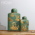 Home Furnishing crafts / green gold storage tank paint storage tank / ceramic decoration trumpet