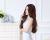 Wig woman long curly gray part of the big wave long hair Korean air neat bangs pear head