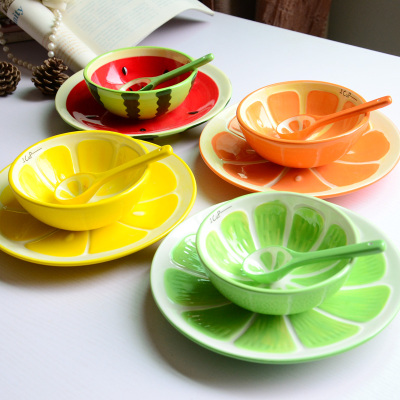 Ceramic hand - painted rice bowl fruit plate hand - painted fruit ceramic tableware ceramic products promotional gifts