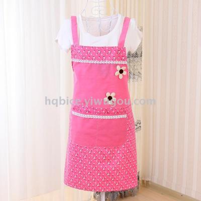 Factory direct selling small fresh polyester cotton two clubs home apron multi-color can choose to customize the LOGO.
