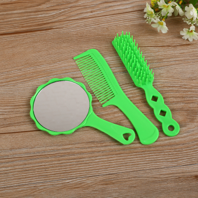 Manufacturer direct selling plastic cosmetic mirror single mirror cosmetic comb three-piece set