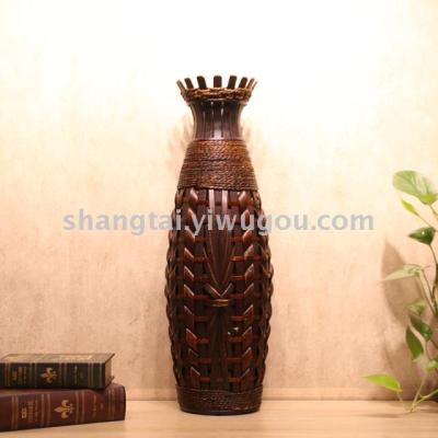 Chinese Retro Southeast Asian Style Handmade Bamboo Woven Vase Flower Flower Container A- 271