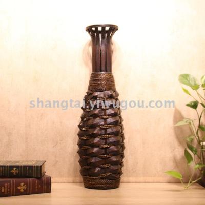 Chinese Retro Southeast Asian Style Handmade Bamboo Woven Vase Flower Flower Container A- 177