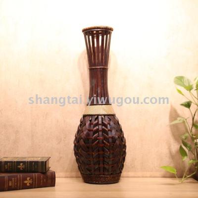 Chinese Retro Southeast Asian Style Handmade Bamboo Woven Vase Flower Flower Container A- 268