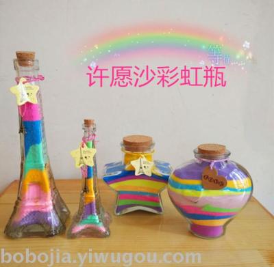 Creative rainbow bottle float bottle diy hearty bottle wish bottle star bottle cork transparent glass bottle