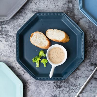 Japanese ceramic tableware plate geometric octagonal plate Western dish steak plate breakfast fruit plate