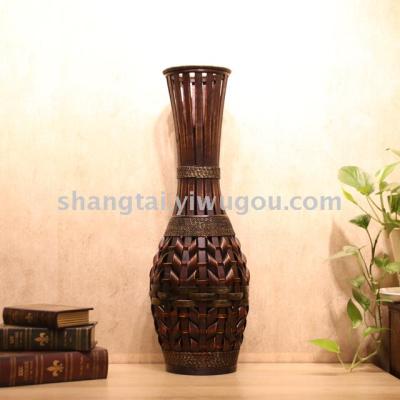 Chinese Retro Southeast Asian Style Handmade Bamboo Woven Vase Flower Flower Container DL-16608
