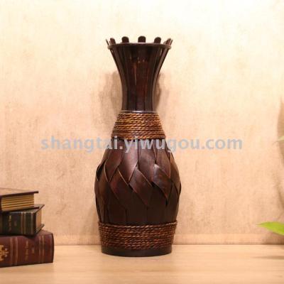 Chinese Retro Southeast Asian Style Handmade Bamboo Woven Vase Flower Flower Container DL-16615
