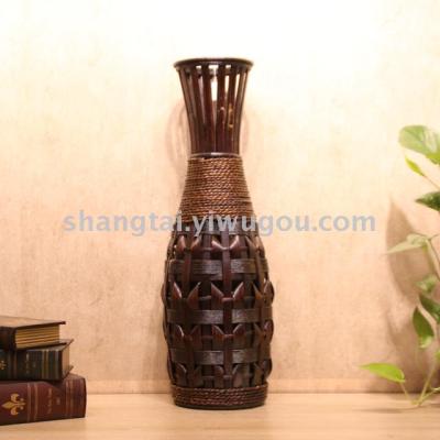 Chinese Retro Southeast Asian Style Handmade Bamboo Woven Vase Flower Flower Container A- 181