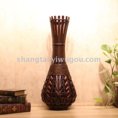Chinese Retro Southeast Asian Style Handmade Bamboo Woven Vase Flower Flower Container A- 272