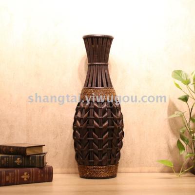 Chinese Retro Southeast Asian Style Handmade Bamboo Woven Vase Flower Flower Container X0040