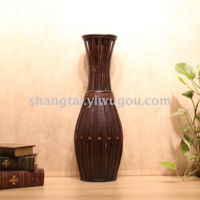 Chinese Retro Southeast Asian Style Handmade Bamboo Woven Vase Flower Flower Container X00283a