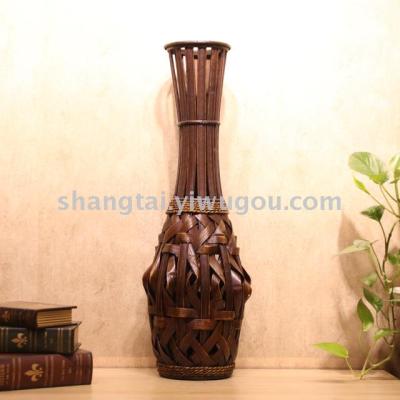Chinese Retro Southeast Asian Style Handmade Bamboo Woven Vase Flower Flower Container A- 262