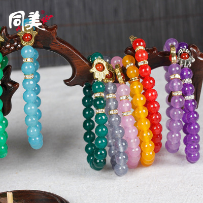 Natural stone bracelet market night market foreign trade bracelet natural colorful crystal jade bracelet 