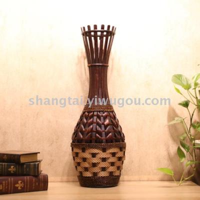 Chinese Retro Southeast Asian Style Handmade Bamboo Woven Vase Flower Flower Container A- 270