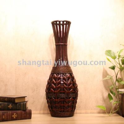Chinese Retro Southeast Asian Style Handmade Bamboo Woven Vase Flower Flower Container A- 273