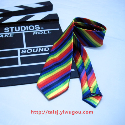 Classic Plaid stripe pattern color rainbow twill adult casual tie