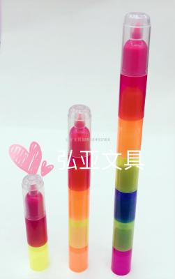 Rainbow fluorescent pen multi segment Mini fluorescent pen can be spliced small fluorescent pen 6 color