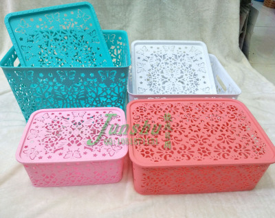 Covered storage box for European creative hollow inductive storage baskets for household storage basket