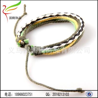 Multi layer color wax rope bracelet leather braided hand rope Pu knitting