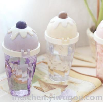 New creative ice cream student plastic cup lovely lady cold drink fruit juice portable Mizu Ko