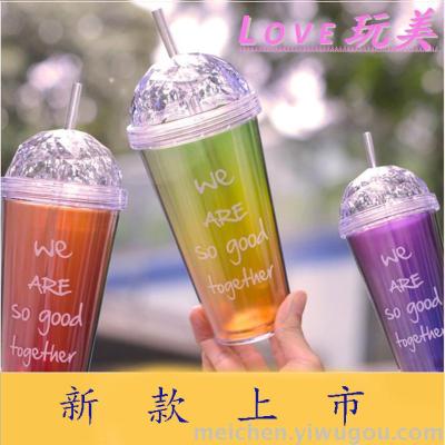 Creative Diamond Cup Cup with Straw Carry-on Cup Office Mug Water Cup Portable Cup for Girlfriend Children Present
