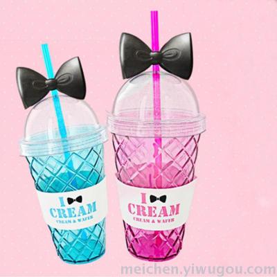 Creative bow Straw brittle lattice mug cup cover to send his girlfriend gifts friends gifts, gifts