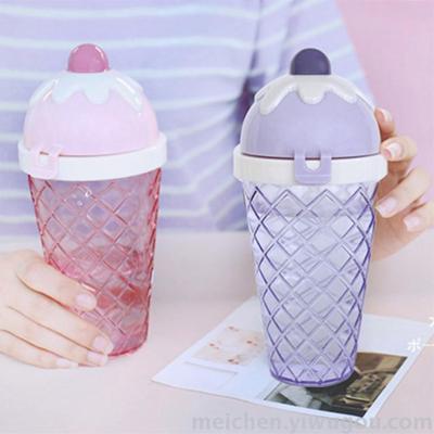 Cartoon ice ice cream cup creative girl student portable plastic cup handle