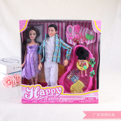 The doll's family of three is dressed in a stylish princess dress for children and girls