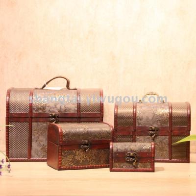 Retro Wood Treasure Chest Set Props Display Clothing Window Storage F9249