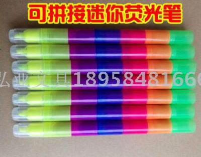 Multi section Mini fluorescent pen with 6 color fluorescent pen