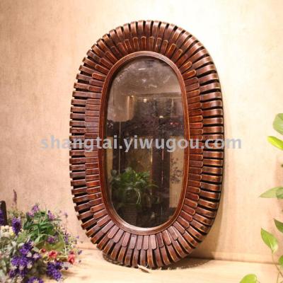 Hot Selling Retro Southeast Asian Style Handmade Bamboo Wooden Woven Glasses Frame Hanging Mirror DL-16623