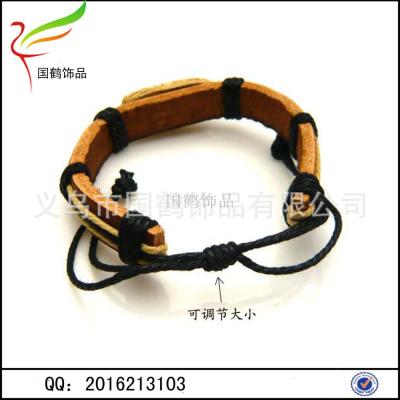 Leather PU leather hand woven leather bracelet alloy card