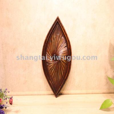 Hot Selling Retro Southeast Asian Style Handmade Bamboo and Wood Woven Glasses Frame Hanging Mirror 09-13642