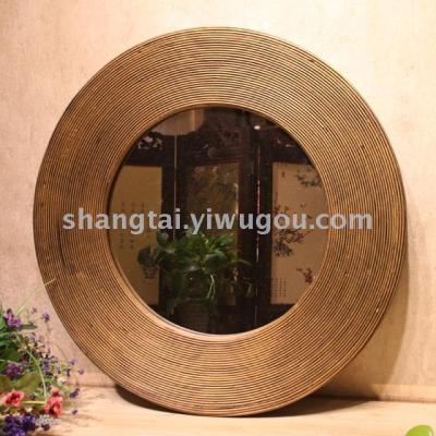 Hot Selling Retro Southeast Asian Style Handmade Bamboo Wooden Woven Glasses Frame Hanging Mirror DL-16622