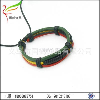 Multi layer genuine leather bracelet Pu woven Bracelet